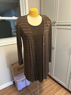 Rabbit Rabbit Rabbit Brown Striped Dress and Cardigan Set Size 10P